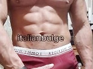 italian bulge touching big bulge red speedo big bulge