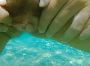 Underwater PEE and NAKED Swim at Nudist Beach