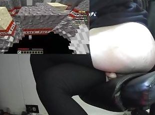 Femboy with tail plug in plays Minecraft TNT Run