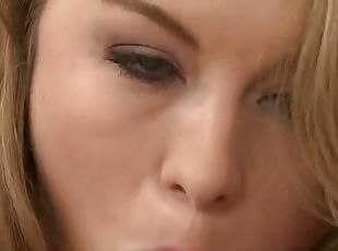 Madison chandler sucks on a big cock until her mouth's filled by cum