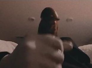 Stoking my black cock and moaning in the dark until I cum
