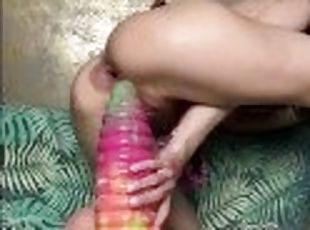 Hotkinkyjo fuck her ass with huge dildo from johnthomastoys, anal fisting, gape & prolapse