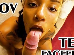 Exotic Teen gets FACEFUCKED and deepthroated by a BIG DICK - sloppy blowjob, rough sex, interracial,