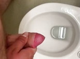11cm penis squirts into the hotel toilet