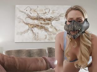 Awesome sexy blonde Mia Malkova sucks balls and deepthroats big dick