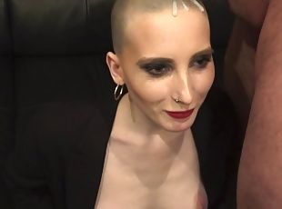 German skinhead teen get cum on head after blowjob