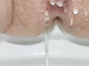Super mega Close up pussy pissing , farting  Pee Hole Urine Sprinkle