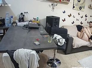 Amateur threesome on hidden cam