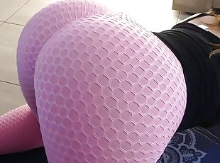 He can&#039;t resist my big tight ass in my leggings during the yoga session!