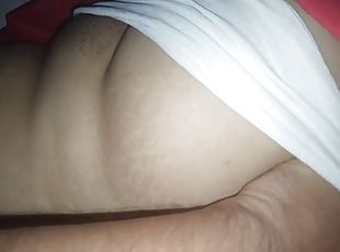 Massaging my wifes fat hairy pussy 2