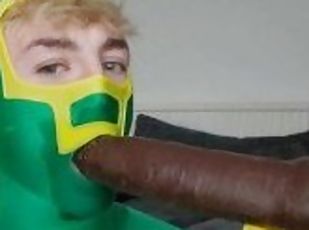 Kick Ass Cosplay Deepthroat Roleplay, Lycra and Mask Fetish POV
