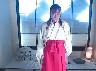 Fingers invade the hairy cunt of the Japanese kimono girl