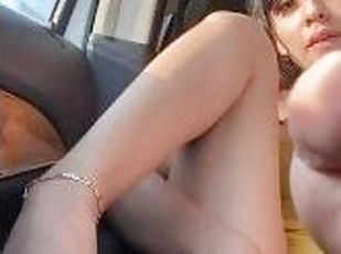 Shy teen girl secretly masturbates in backseat while parents are driving ????