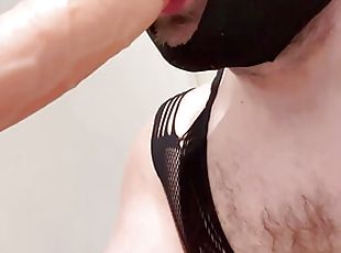 SISSY SWALLOWS SLOBBERY MONSTER COCK GAGGING 