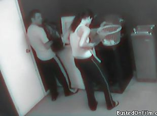 Laundry room fuck caught on security camera