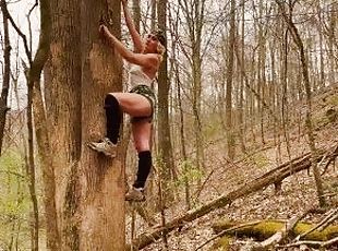 Phat Ass Milf Gets Rough Anal Bent Over a Log in The Forest