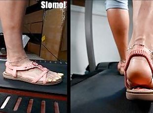SEXY FEET LONG TOENAILS FOOT FETISH WALKING IN SANDALS SLOWMOTION