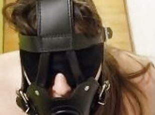 Deepthroat with BDSM mask gagging