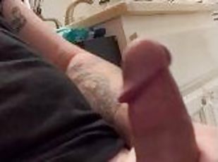 Stroking My Cock While My Girlfriend And Her Best Friend Are On The Other Side Of The Door