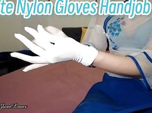 Sexy Long Nylon Gloves Teasing and Handjob