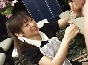 JAV maid Chiharu Moritaka swallows multiple loads