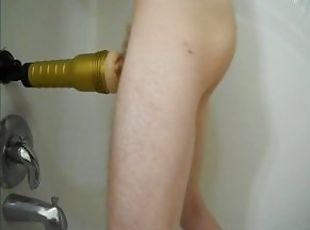 Hung guy using his Fleshlight in the shower