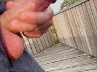 risky jerk off on a public tourist-tower with a full load of sperm