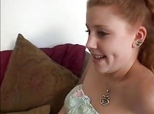 Nasty blonde with pink tits loves to blowjob and gets jizzed on her neck
