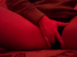 HORNY SLUT FINGERS HER PUSSY AND TAKES THICK DILDO AND CUMS