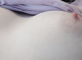 POV: Mommy relaxedly shows a close-up of her nipples for you to suck on her tits